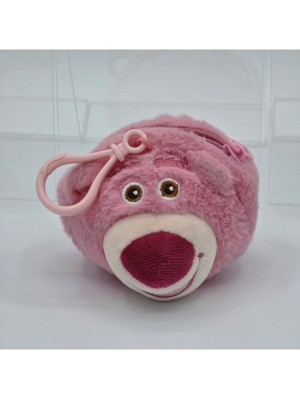 Disney Pixar Toy Story Lotso Bear Miniso Plush Coin Purse Keychain 4" Pink